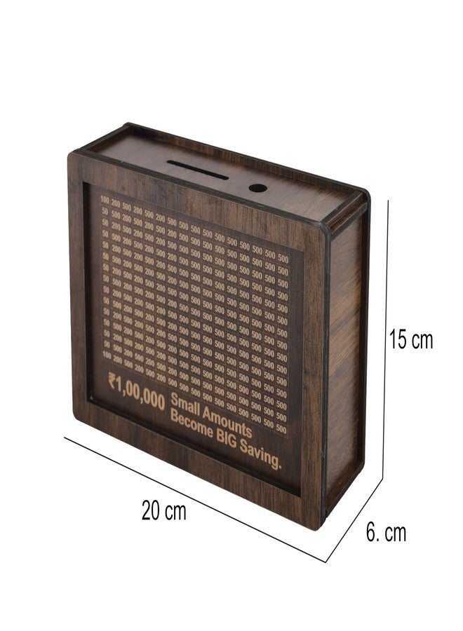 nexat Wooden Piggy Bank for Kids & Adults, Coin Box with Carved Design, Savings Box, Mini Bank, Donation Box, Smart Money Box, Wooden Coin Box, Money Saver, Piggy Bank with Numbers (11) - Image 2